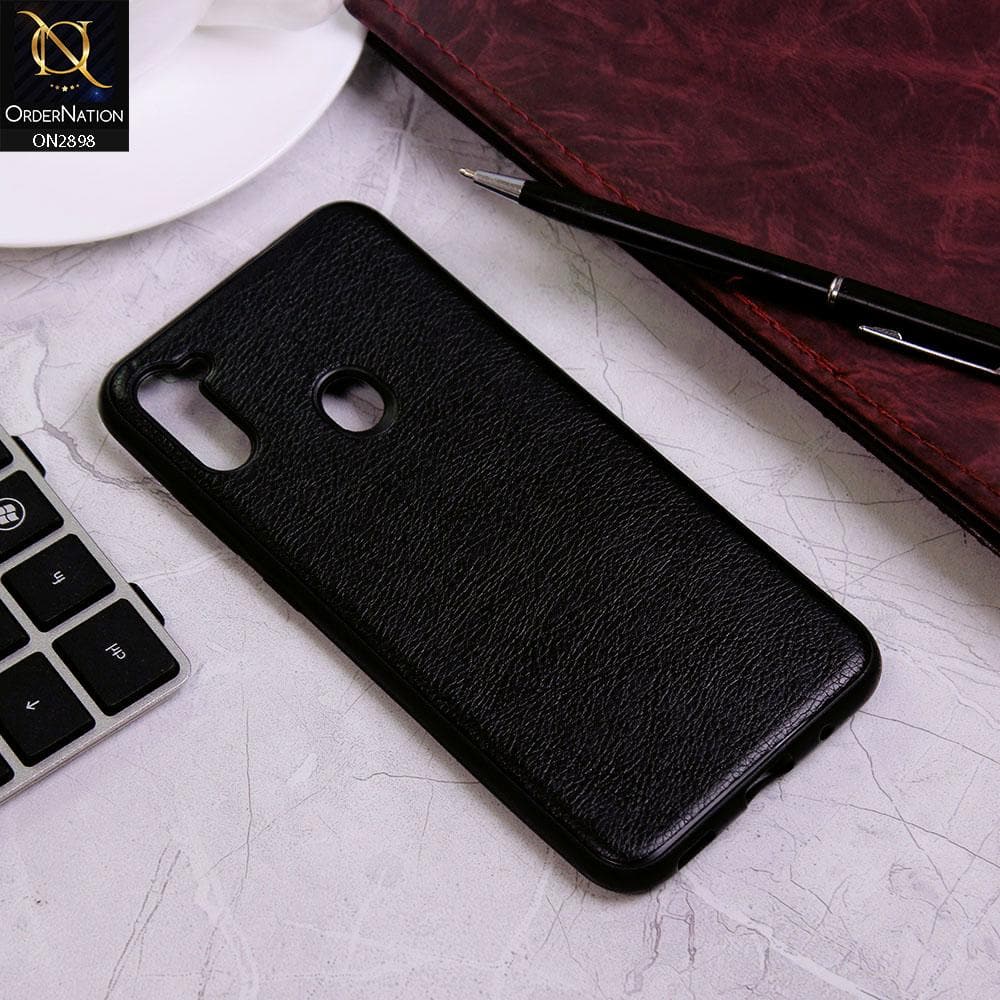 Samsung Galaxy M11 Cover - Black - New Stylish Leather Texture Soft Case