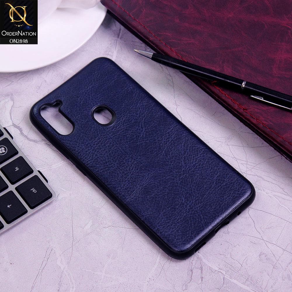 Samsung Galaxy M11 Cover - Blue - New Stylish Leather Texture Soft Case