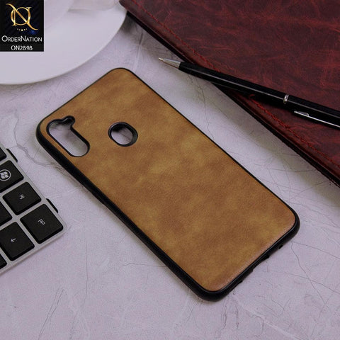 Samsung Galaxy A11 Cover - Light Brown - New Stylish Leather Texture Soft Case