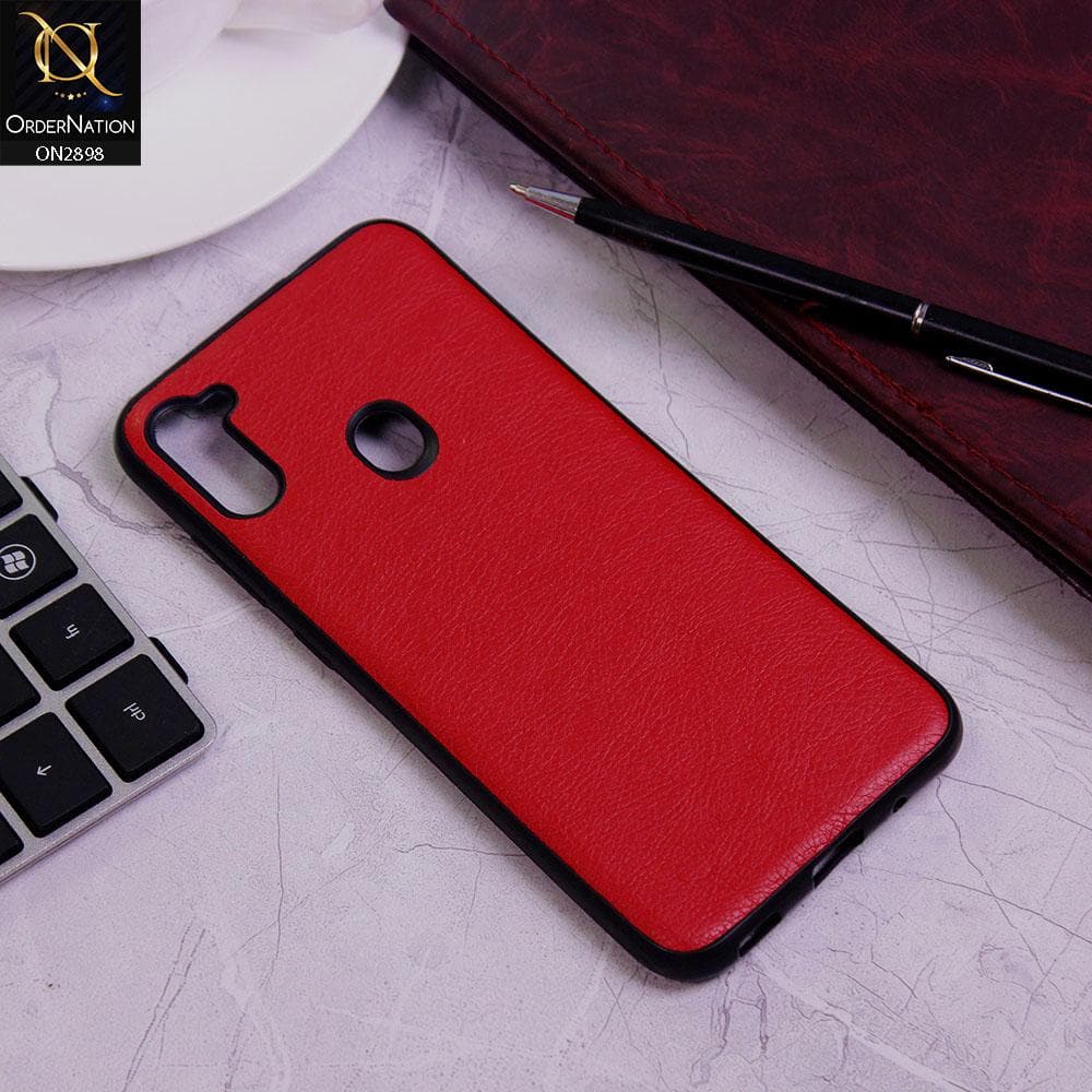 Samsung Galaxy A11 Cover - Red - New Stylish Leather Texture Soft Case