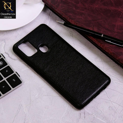 Samsung Galaxy A21s Cover - Black - New Stylish Leather Texture Soft Case