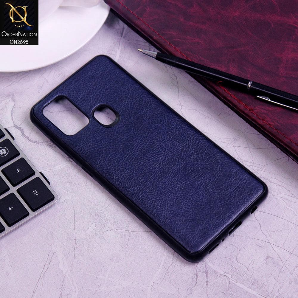 Samsung Galaxy A21s Cover - Blue - New Stylish Leather Texture Soft Case