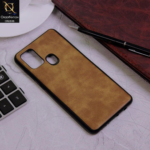 Samsung Galaxy A21s Cover - Light Brown - New Stylish Leather Texture Soft Case