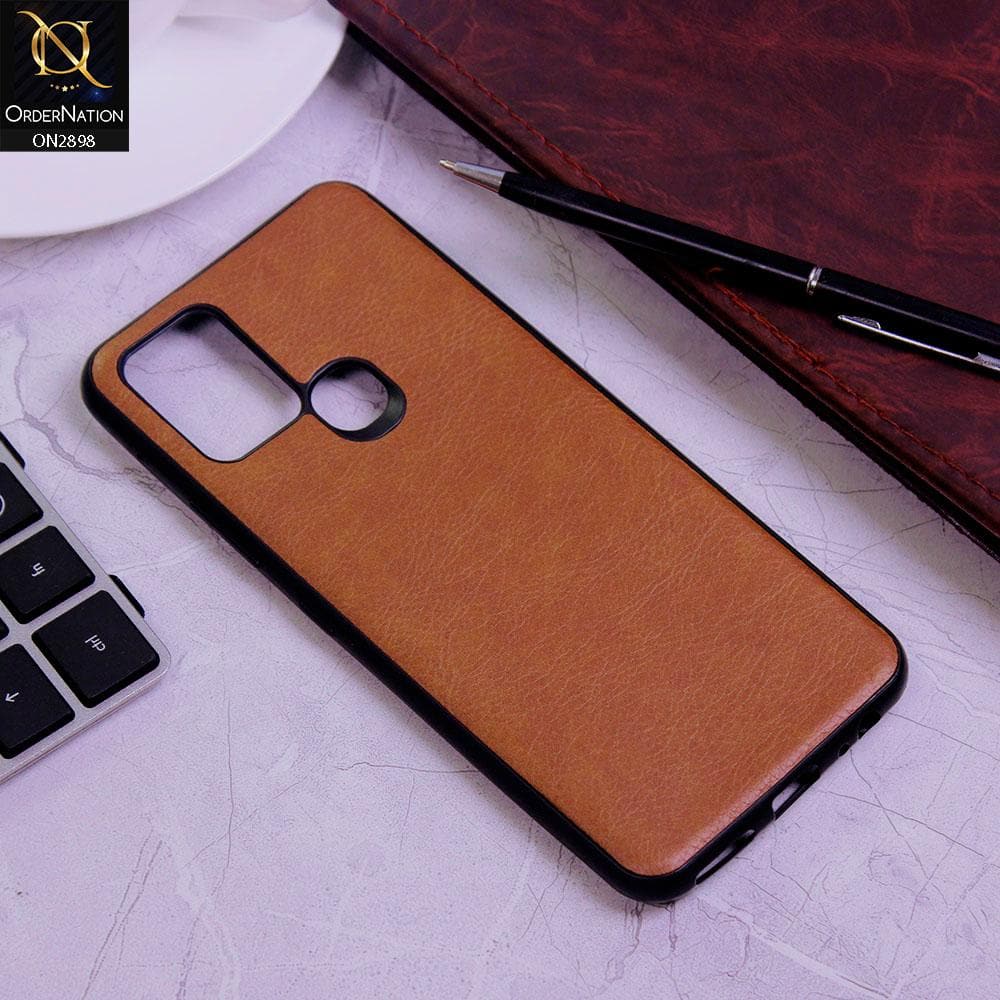 Infinix Hot 10 Cover - Dark Brown - New Stylish Leather Texture Soft Case