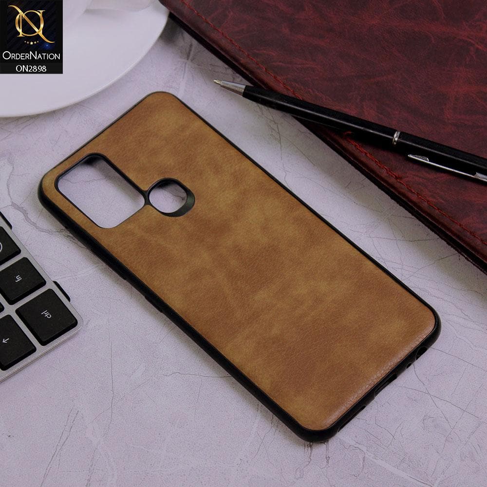 Infinix Hot 10 Cover - Light Brown - New Stylish Leather Texture Soft Case