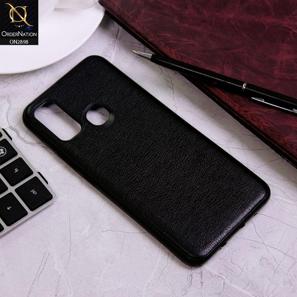 Infinix Hot 9 Play Cover - Black - New Stylish Leather Texture Soft Case