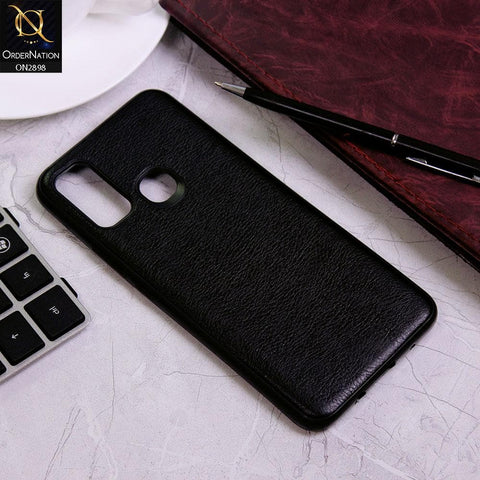 Infinix Hot 9 Play Cover - Black - New Stylish Leather Texture Soft Case