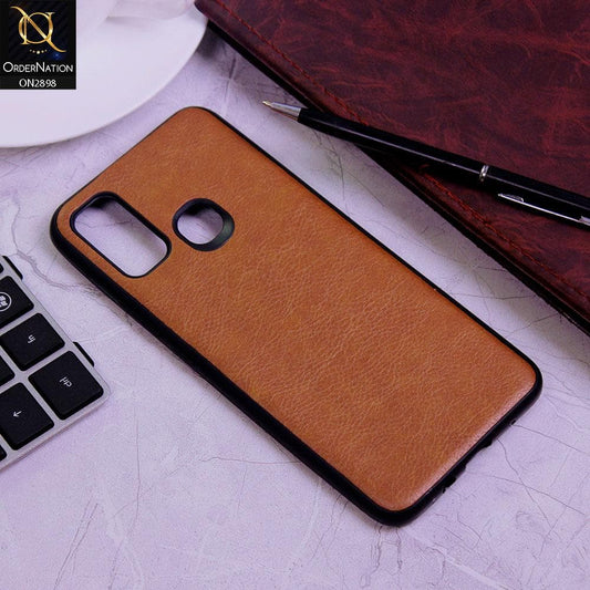 Infinix Hot 9 Play Cover - Dark Brown - New Stylish Leather Texture Soft Case