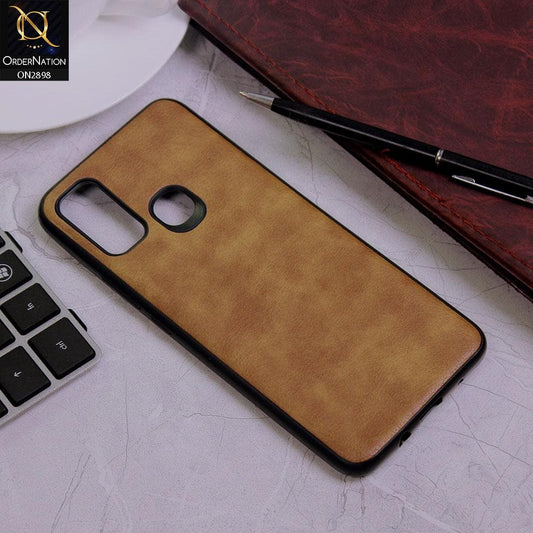 Infinix Hot 9 Play Cover - Light Brown - New Stylish Leather Texture Soft Case