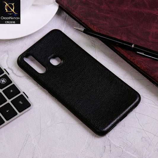 Vivo Y11 2019 Cover - Black - New Stylish Leather Texture Soft Case
