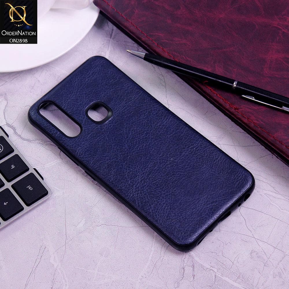 Vivo Y15 Cover - Blue - New Stylish Leather Texture Soft Case