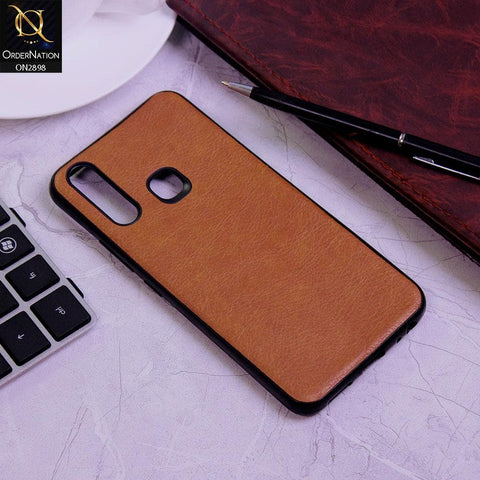 Vivo Y15 Cover - Dark Brown - New Stylish Leather Texture Soft Case
