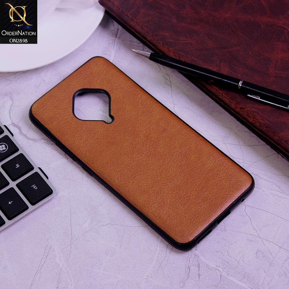 Vivo S1 Pro Cover - Dark Brown - New Stylish Leather Texture Soft Case