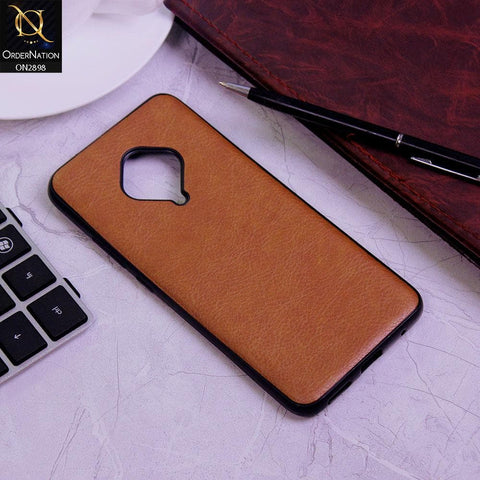 Vivo Y51 Cover - Dark Brown - New Stylish Leather Texture Soft Case