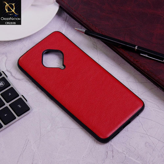 Vivo Y51 Cover - Red - New Stylish Leather Texture Soft Case