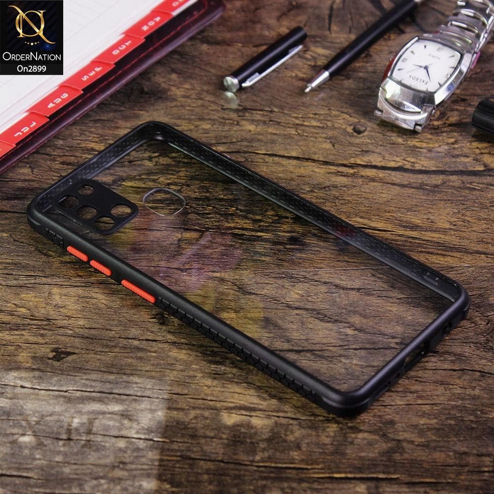 Samsung Galaxy A21s - Black - Shiny Acrylic Anti-Shock Stylish Bumper Camera Protection Back Case