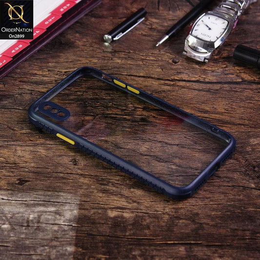 iPhone XS / X - Blue - Shiny Acrylic Anti-Shock Stylish Bumper Camera Protection Back Case