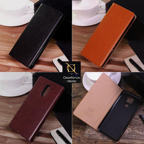 OnePlus 7 Cover - Light Brown -  Elegent Leather Wallet Flipbook Case