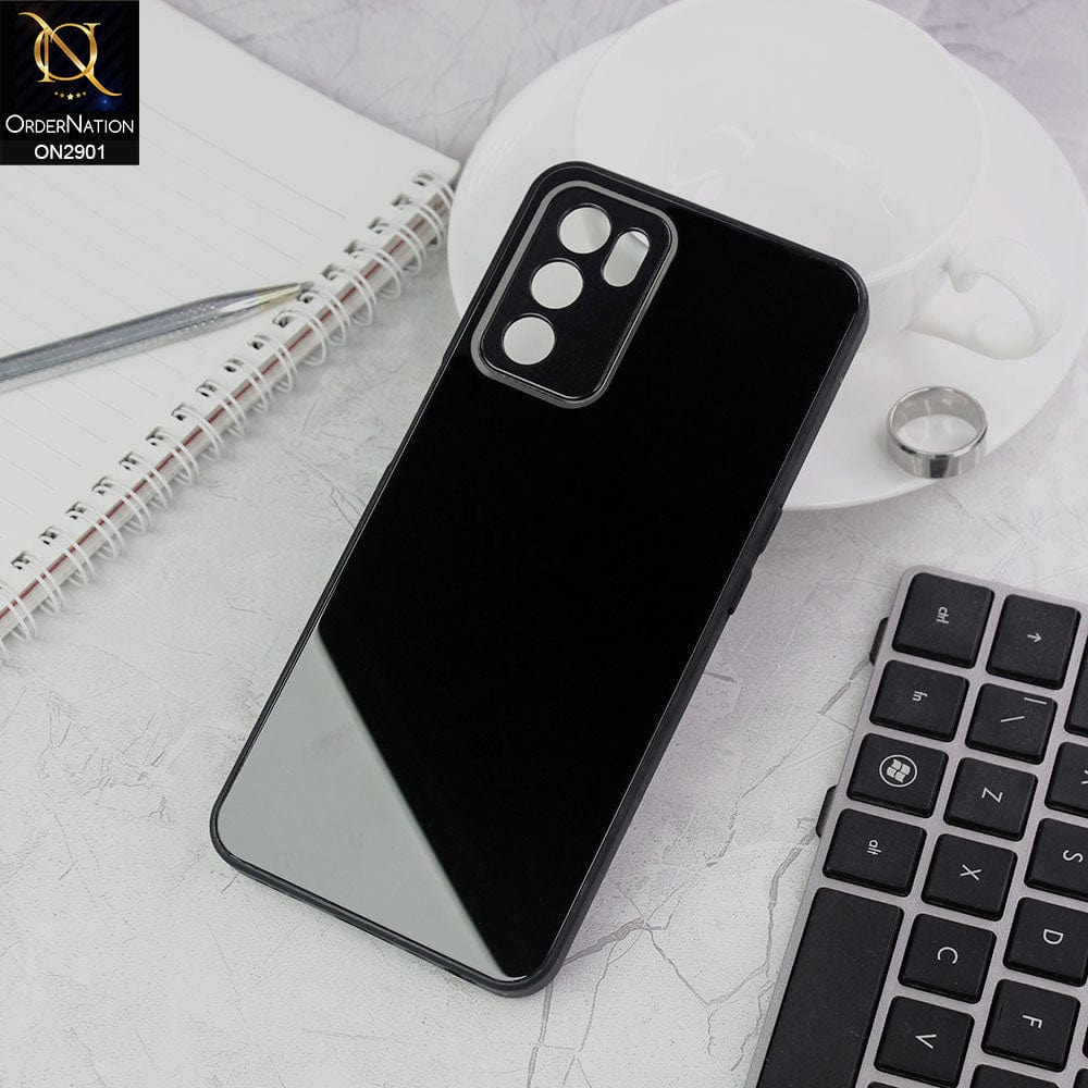Oppo A16 Cover - Black - New Glossy Shine Soft Borders Camera Protection Back Case