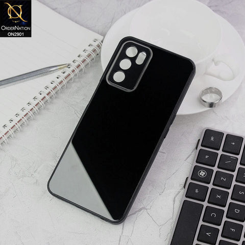 Oppo A16 Cover - Black - New Glossy Shine Soft Borders Camera Protection Back Case
