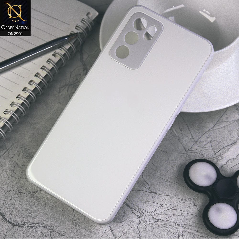 Oppo A16 Cover - White -  New Glossy Shine Soft Borders Camera Protection Back Case