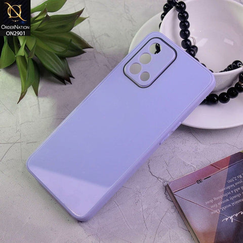 Oppo F19 Cover - Purple - New Glossy Shine Soft Border Camera Protection Back Case