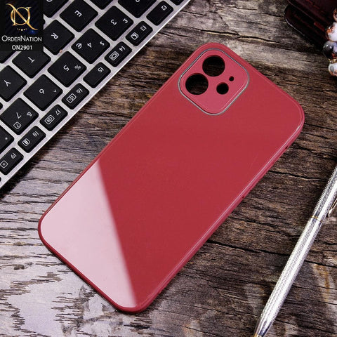 iPhone 12 - Carmine Red - New Glossy Shine Soft Borders Camera Protection Back Case
