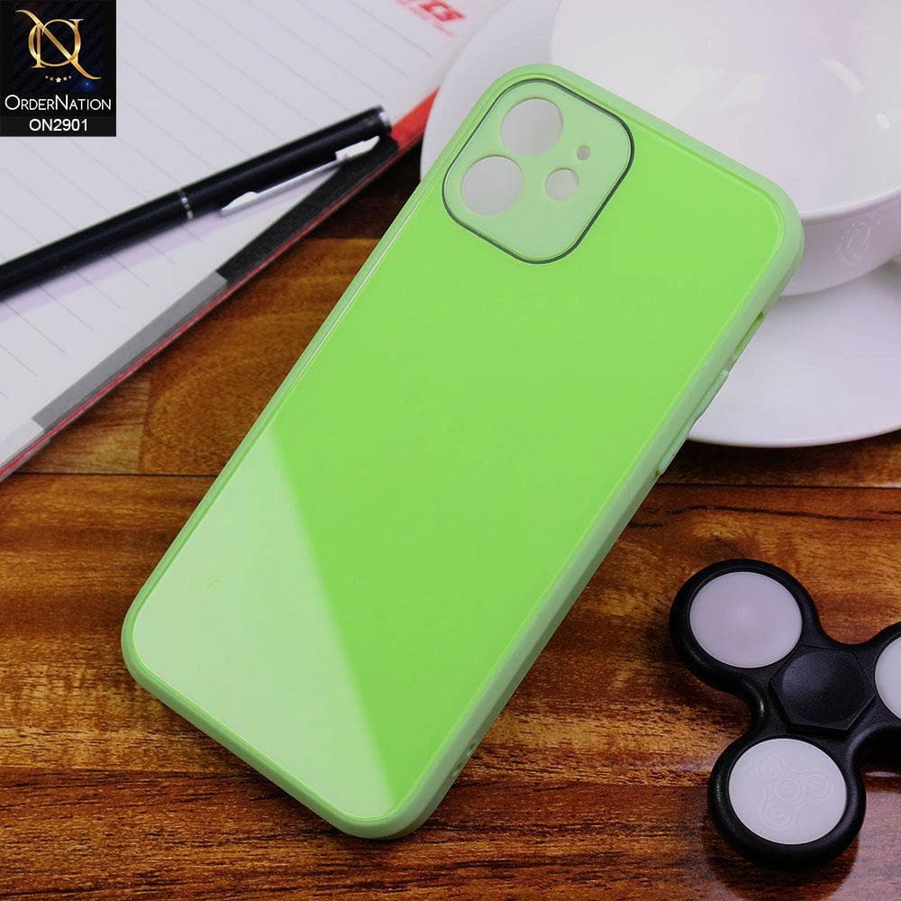 iPhone 12 - Light Green - New Glossy Shine Soft Borders Camera Protection Back Case