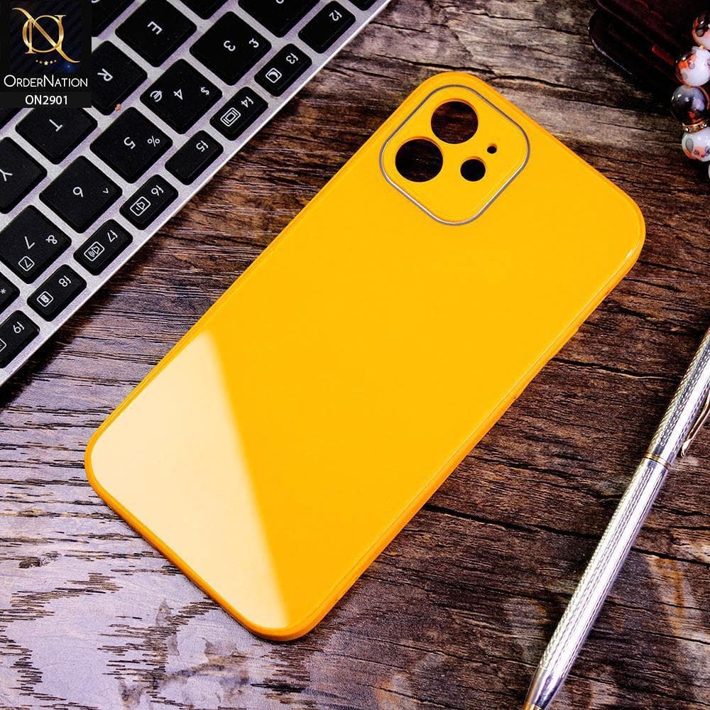 iPhone 12 - Yellow - New Glossy Shine Soft Borders Camera Protection Back Case