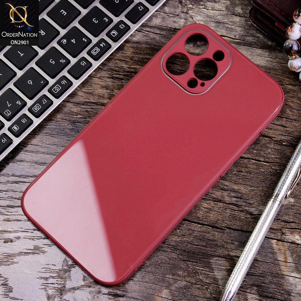 iPhone 12 Pro Max - Carmine Red - New Glossy Shine Soft Borders Camera Protection Back Case