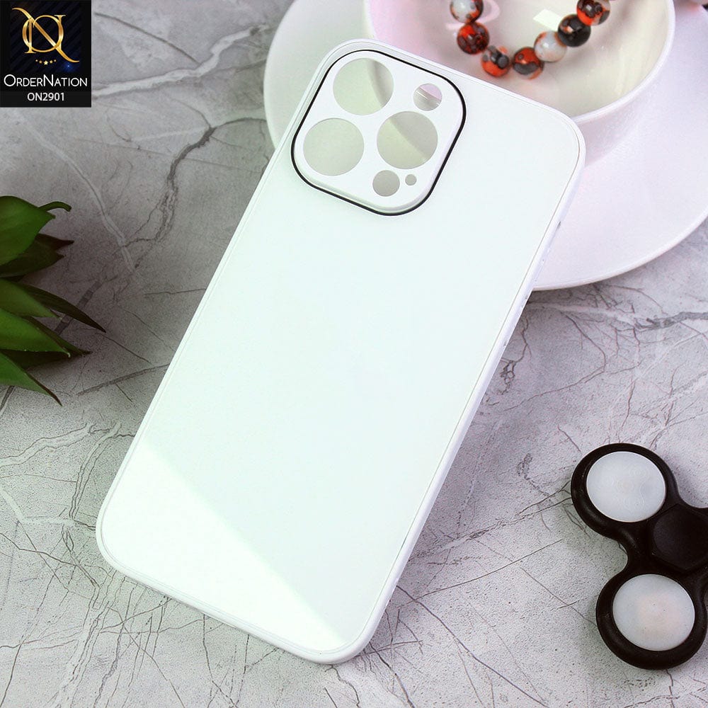 iPhone 14 Pro Max Cover - White - New Glossy Shine Soft Borders Camera Protection Back Case