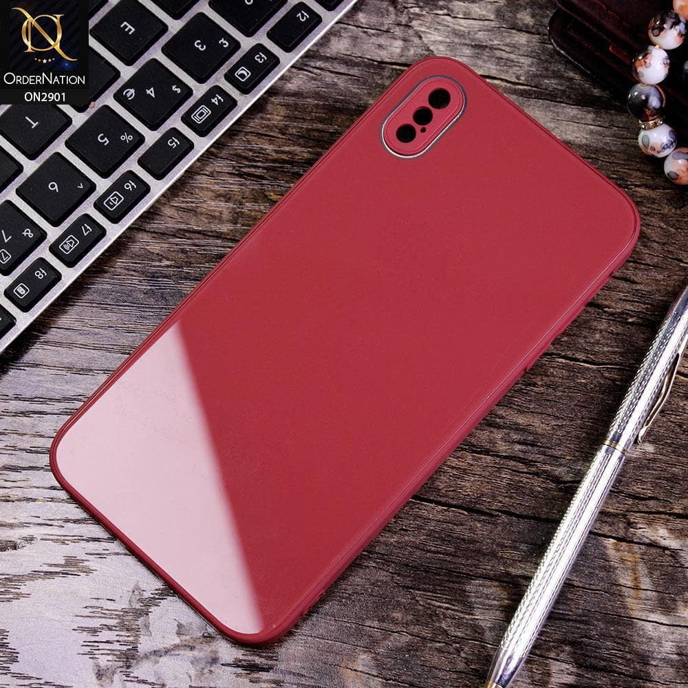 iPhone XS / X Cover - Carmine Red - New Glossy Shine Soft Borders Camera Protection Back Case