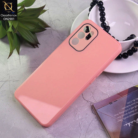 Oppo Reno 6 Cover - Peach - New Glossy Shine Soft Border Camera Protection Back Case