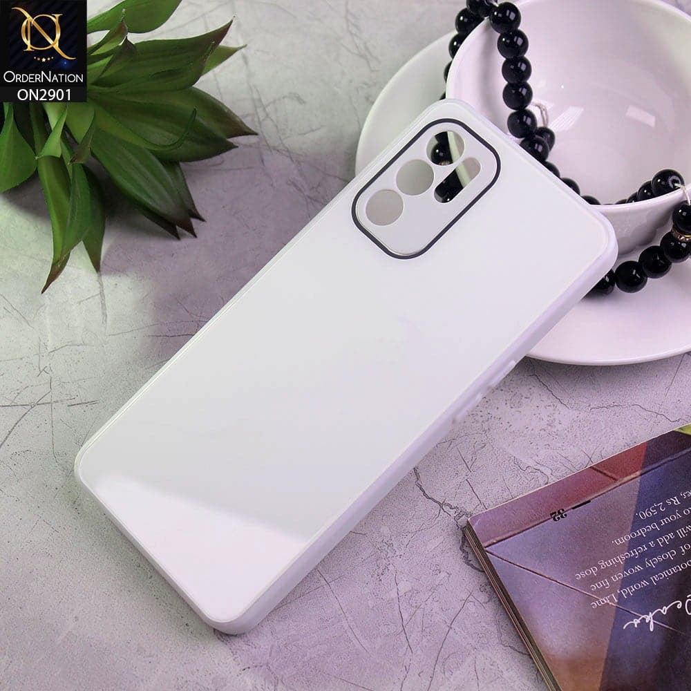 Oppo Reno 6 Cover - White - New Glossy Shine Soft Border Camera Protection Back Case