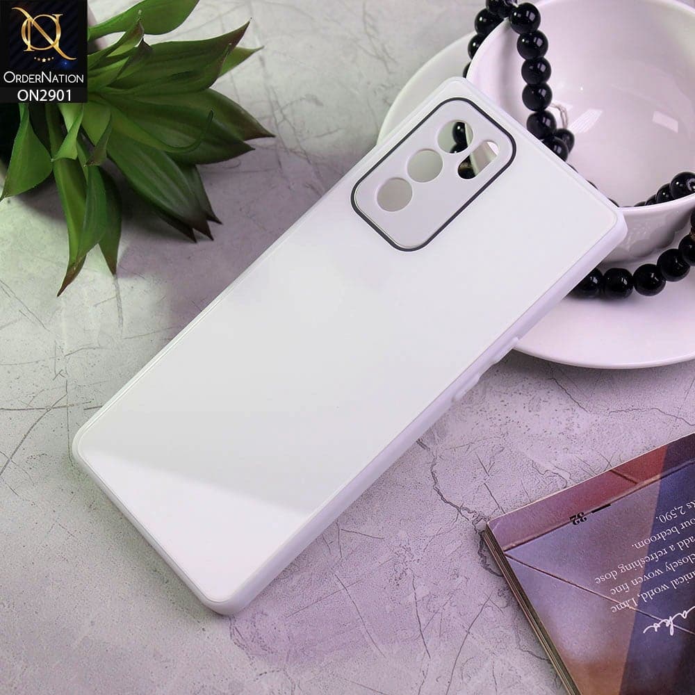 Oppo Reno 6 Pro 5G Cover - White - New Glossy Shine Soft Border Camera Protection Back Case