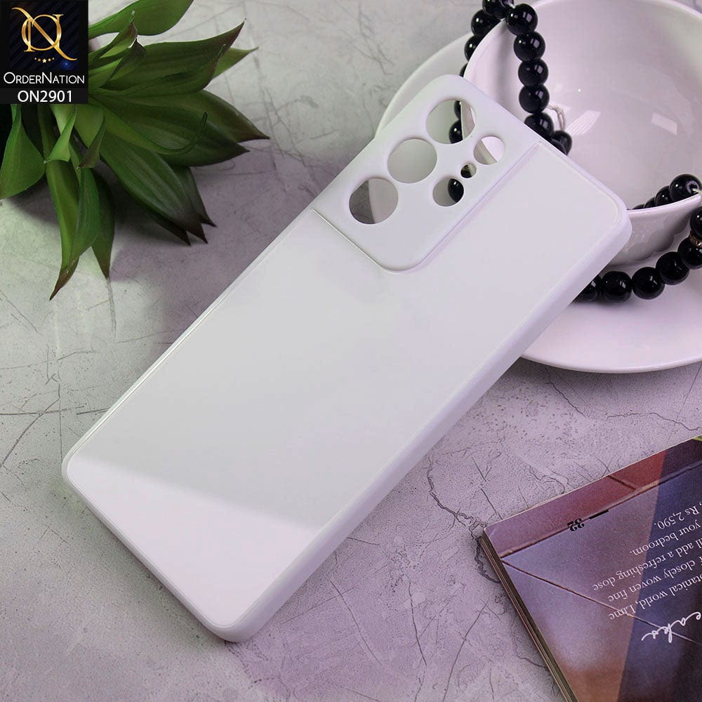 Samsung Galaxy S21 Ultra 5G Cover - White - New Glossy Shine Soft Borders Camera Protection Back Case