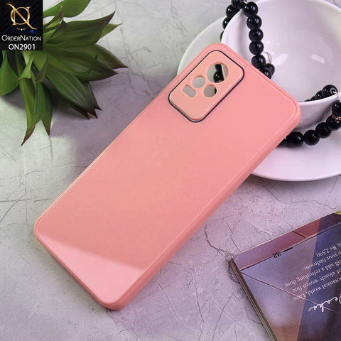 Vivo V21e Cover - Peach - New Glossy Shine Soft Border Camera Protection Back Case