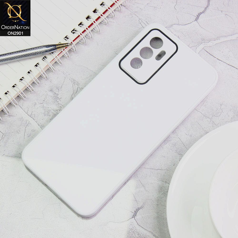 Vivo V23e Cover - White - New Glossy Shine Soft Borders Camera Protection Back Case