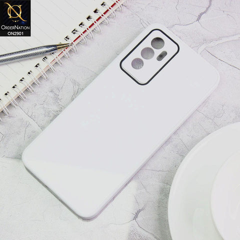 Vivo V23e Cover - White - New Glossy Shine Soft Borders Camera Protection Back Case