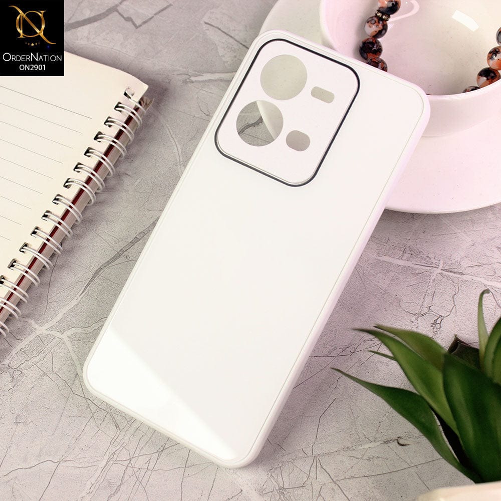 Vivo V25e Cover - White - New Glossy Shine Soft Borders Camera Protection Back Case