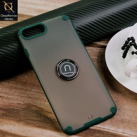 iPhone 8 Plus / 7 Plus Cover - Dark Green - New Stylish Semi Transparent 360 Magnetic Ring Holder Case