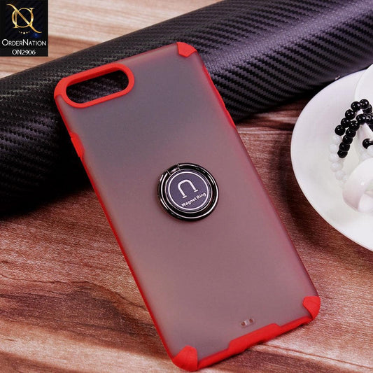 iPhone 8 Plus / 7 Plus Cover - Red - New Stylish Semi Transparent 360 Magnetic Ring Holder Case