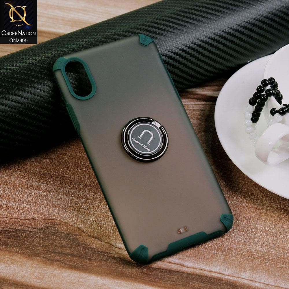 iPhone XS / X Cover - Dark Green - New Stylish Semi Transparent 360 Magnetic Ring Holder Case