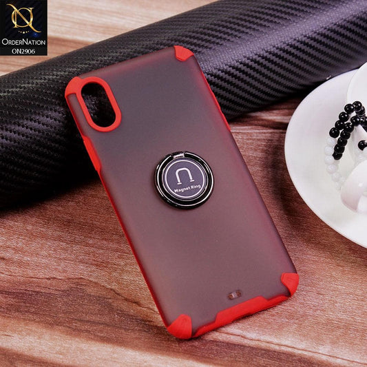 iPhone XS / X Cover - Red - New Stylish Semi Transparent 360 Magnetic Ring Holder Case
