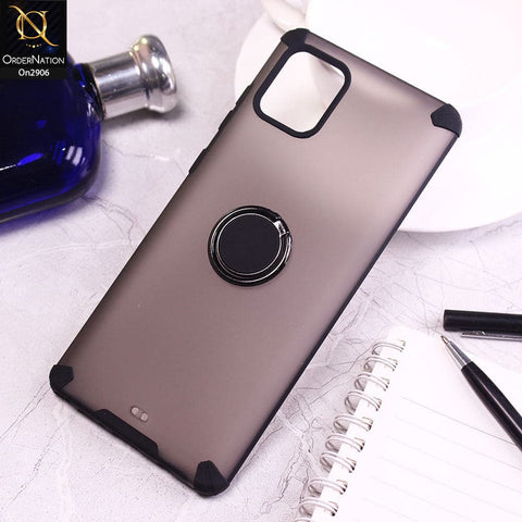 Samsung Galaxy Note 10 Lite Cover - Black - V2 - New Stylish Semi Transparent 360 Magnetic Ring Holder Case