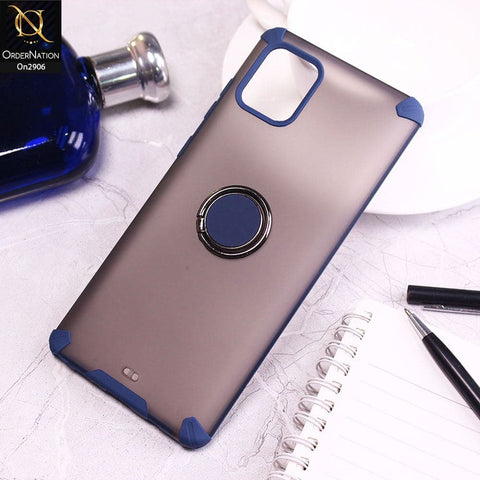 Samsung Galaxy Note 10 Lite Cover - Blue - V2 - New Stylish Semi Transparent 360 Magnetic Ring Holder Case