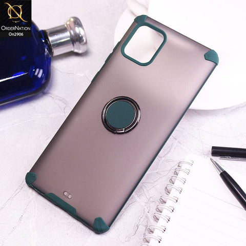Samsung Galaxy Note 10 Lite Cover - Green - V2 - New Stylish Semi Transparent 360 Magnetic Ring Holder Case