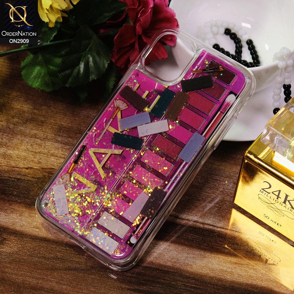 iPhone 12 Mini Cover - Dark Pink - New Girlish Eyeshadow Palette Icon Liquid Glitter Case
