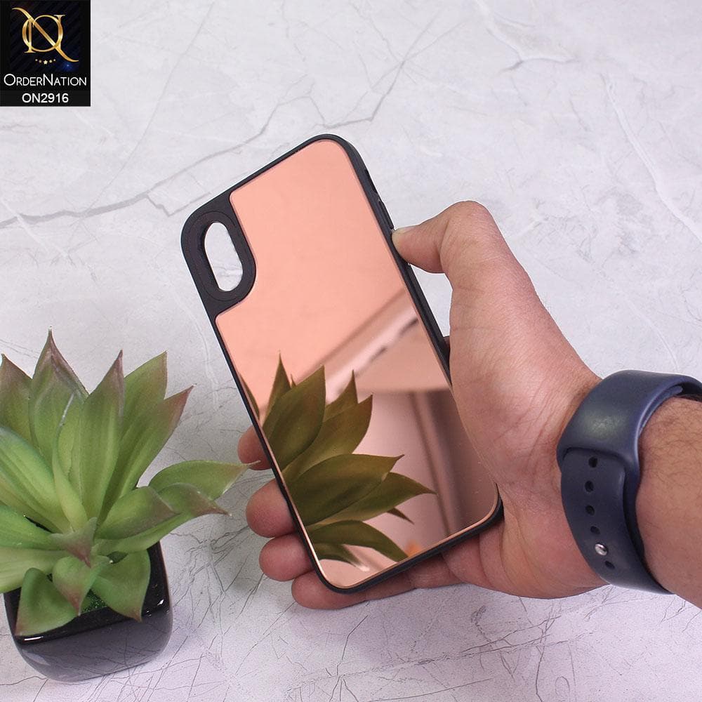 iPhone XS / X Cover - Rose Gold - Makeup Mirror Shine Soft Case