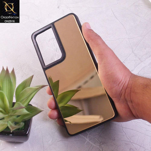 Samsung Galaxy S21 Ultra 5G Cover - Golden - Makeup Mirror Shine Soft Case